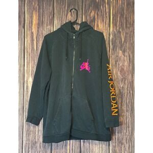 VTG Nike Air Jordan Zip Hoodie Mens XL Black Purple Orange Spell Out Jumpman